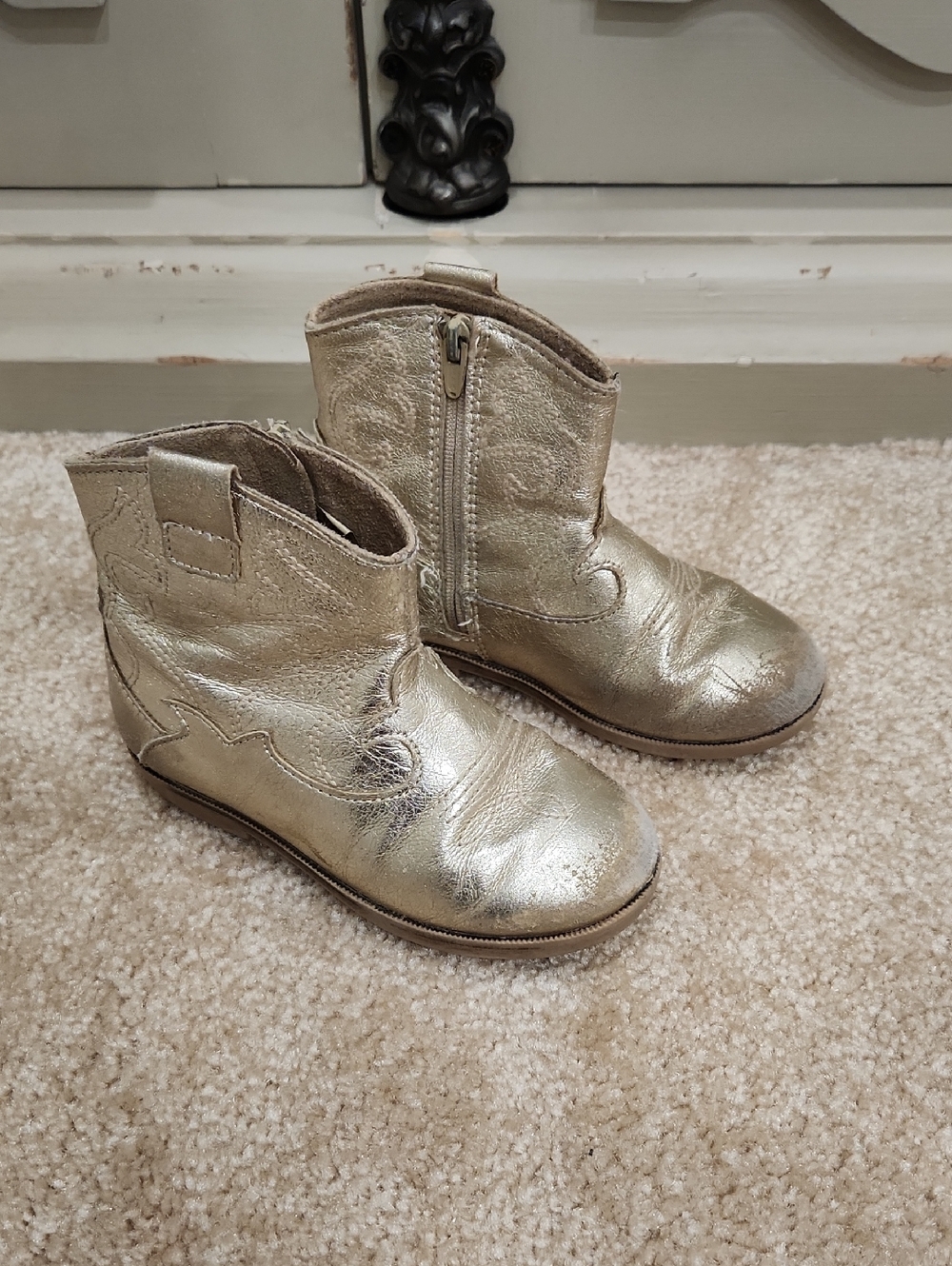 Zara Girls Cowgirl Western Boots Gold Size EU 24/ US 8/ 8.5